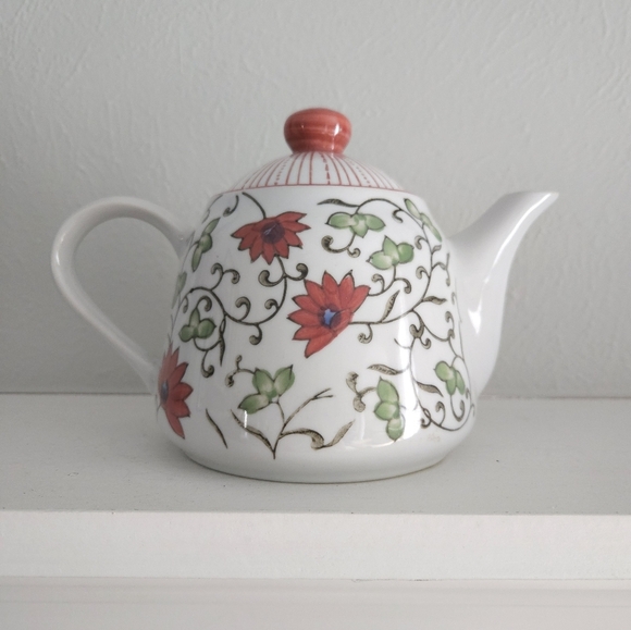 Pier 1 Imports Vintage 90s Hand Painted Floral Teapot - Picture 3 of 7